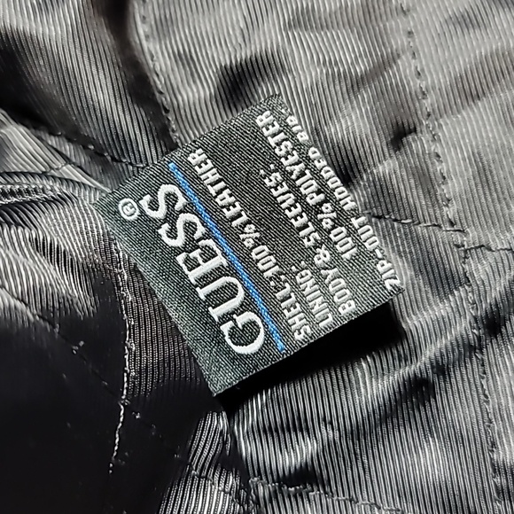 GUESS %100 LEATHER JACKET ZIP UP WITH HOODIE.. Size XL - Picture 9 of 11